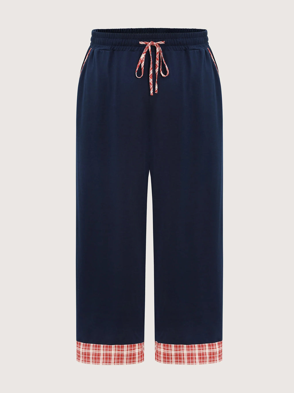 Gingham Edges Stretchy Drawstring Lounge Bottoms