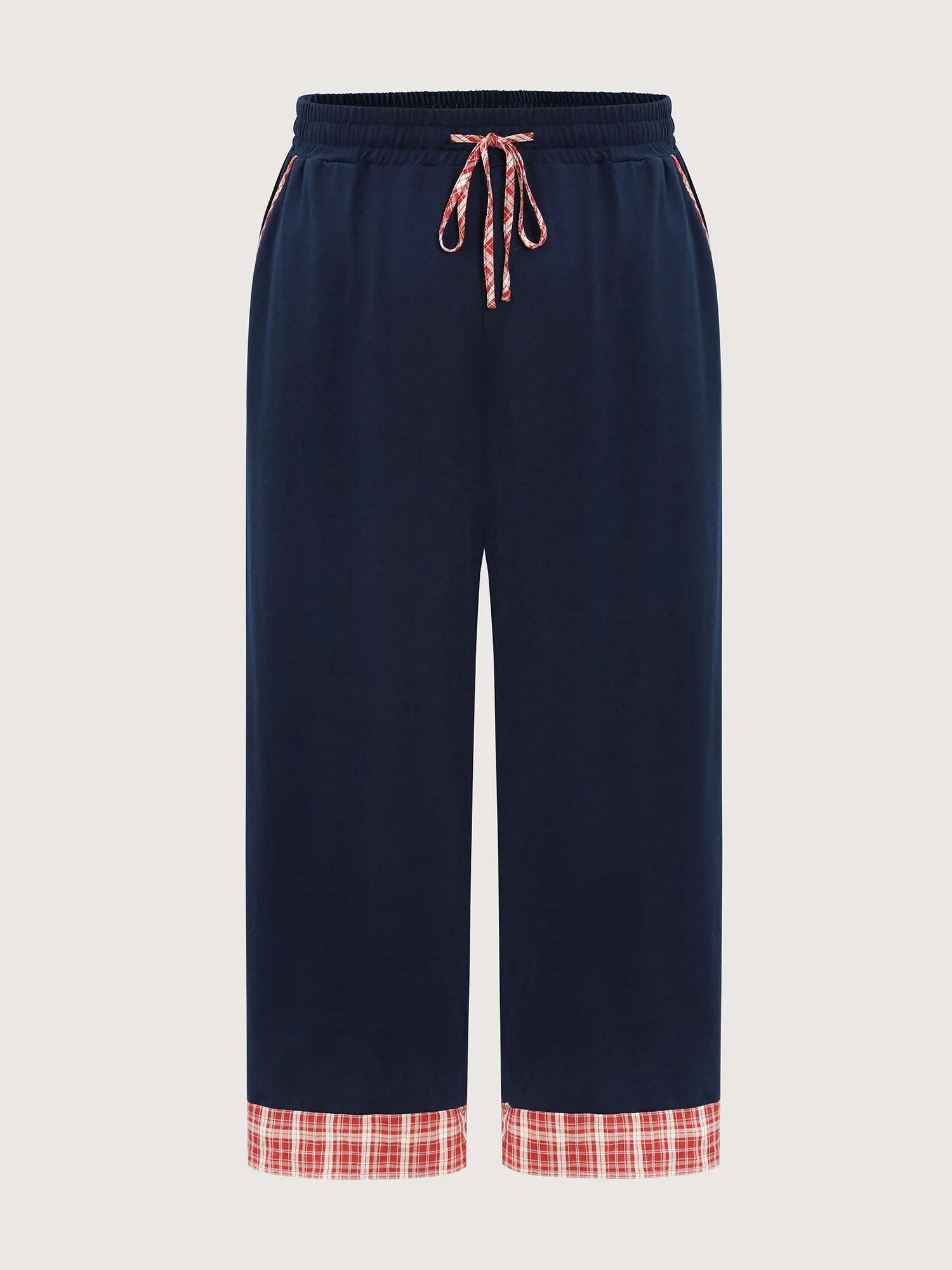 Gingham Edges Stretchy Drawstring Lounge Bottoms