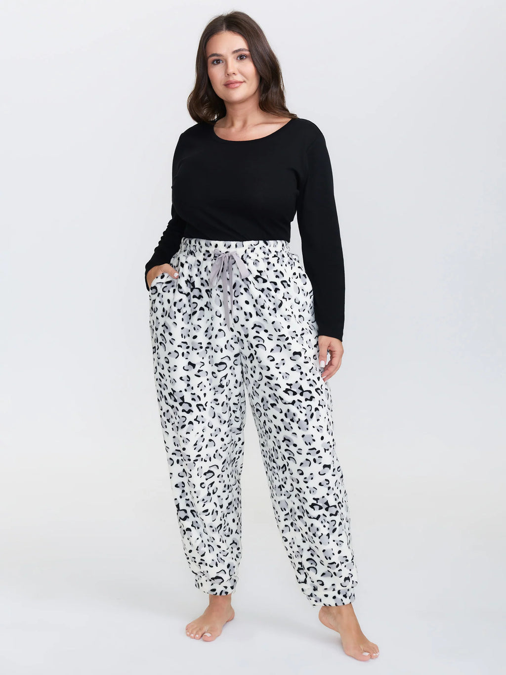 Leopard Print Stretchy Cuff Lounge Bottoms