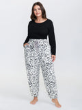 Leopard Print Stretchy Cuff Lounge Bottoms
