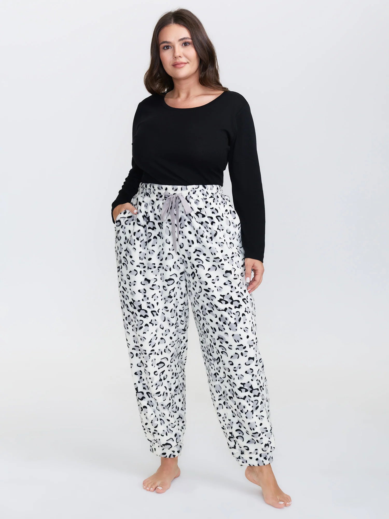 Leopard Print Stretchy Cuff Lounge Bottoms