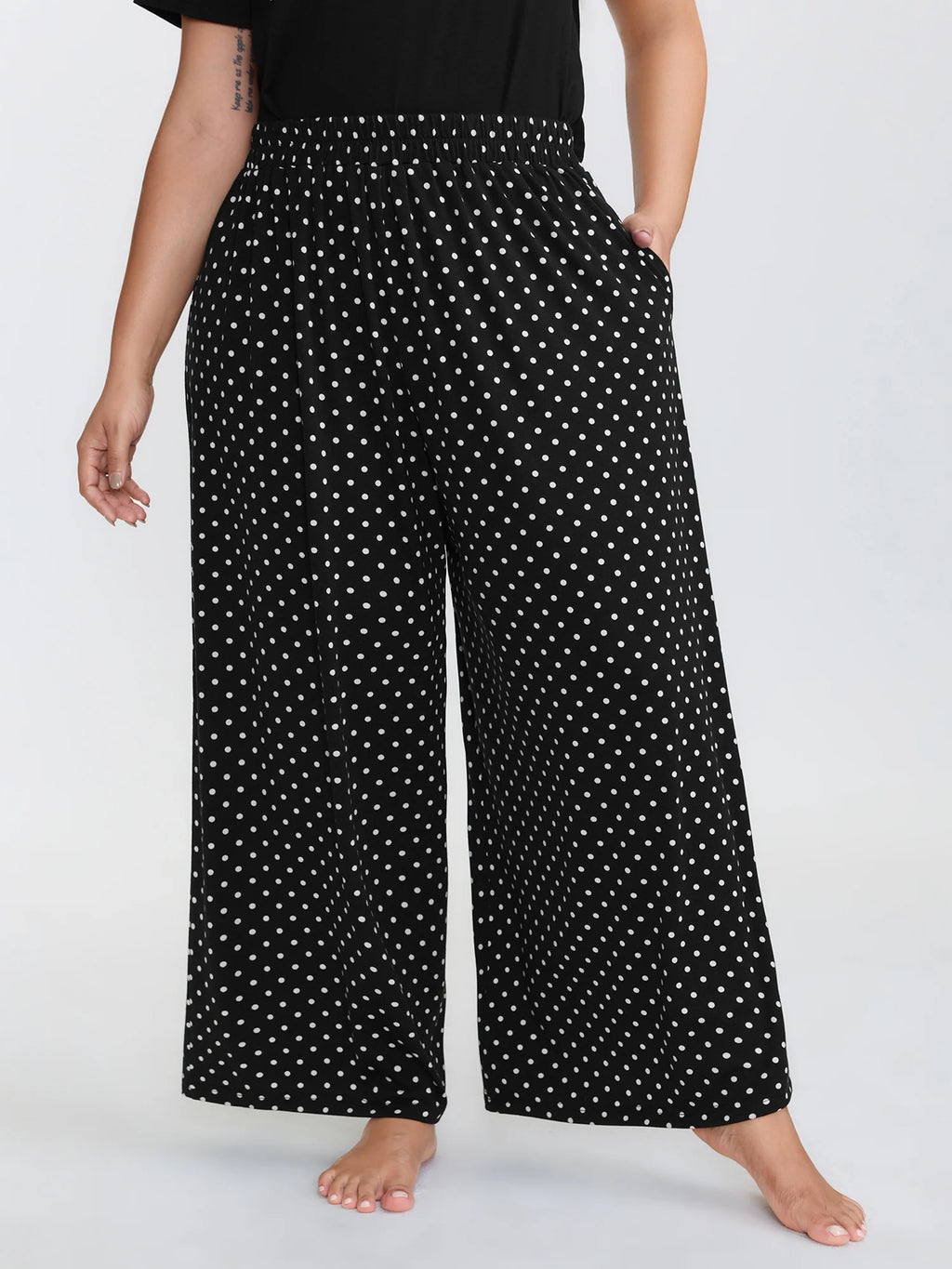 Cute Cat Polka Dots Print Sleepwear Set
