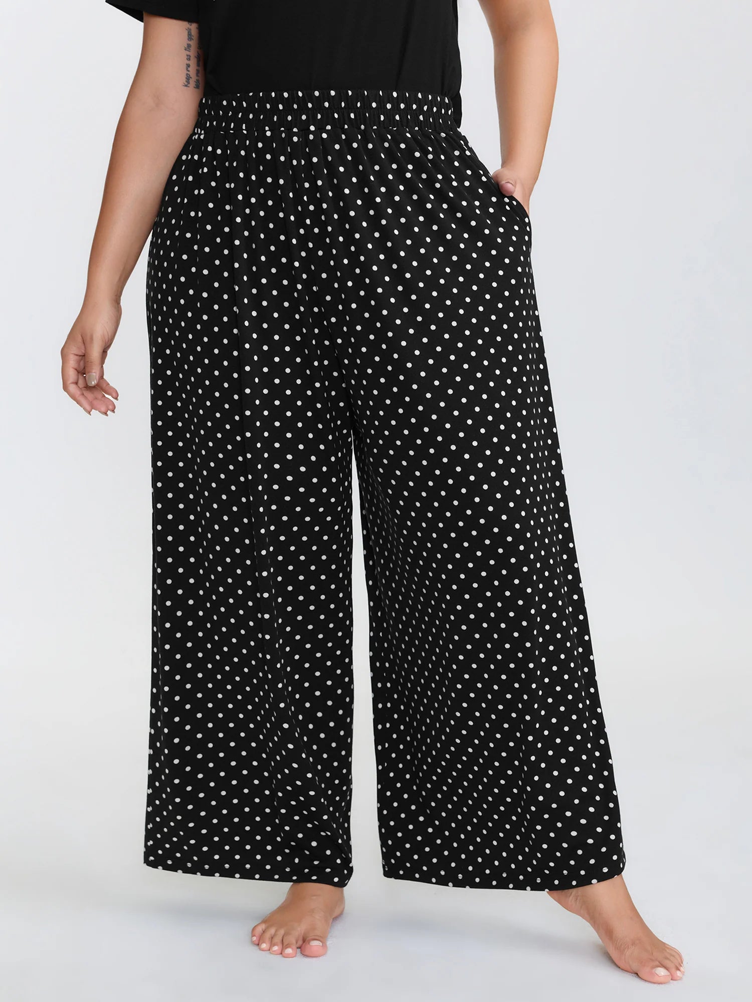 Cute Cat Polka Dots Print Sleepwear Set