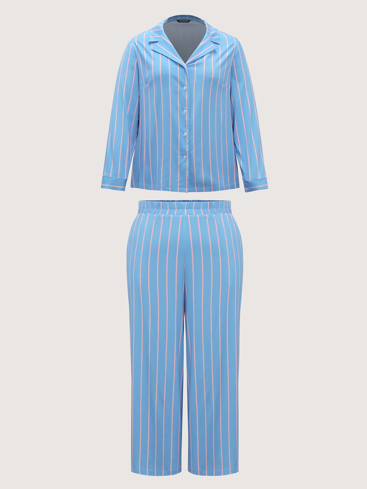 Stripe Print Pockets Sleepwear Set