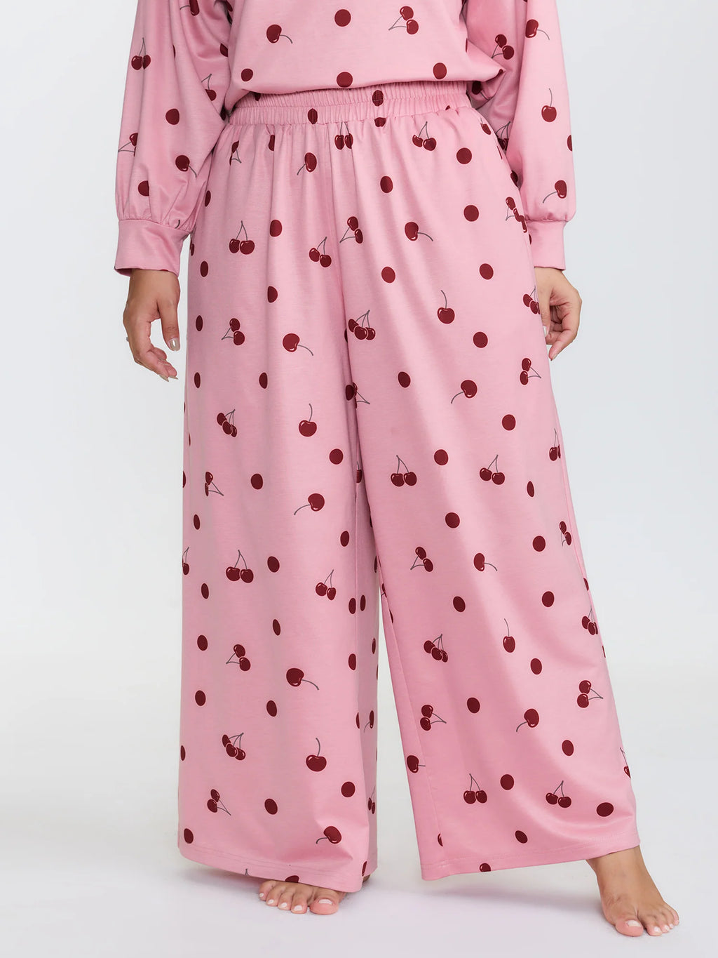 Playful Cherry Print Loungewear Set