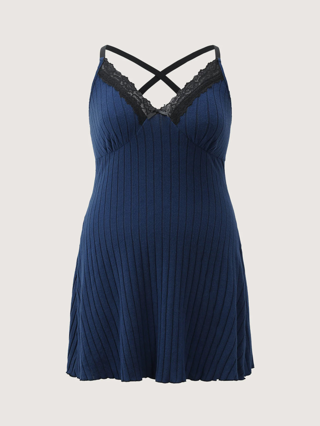 Night-In Lace Trim Crossover Strap Sleep Dress