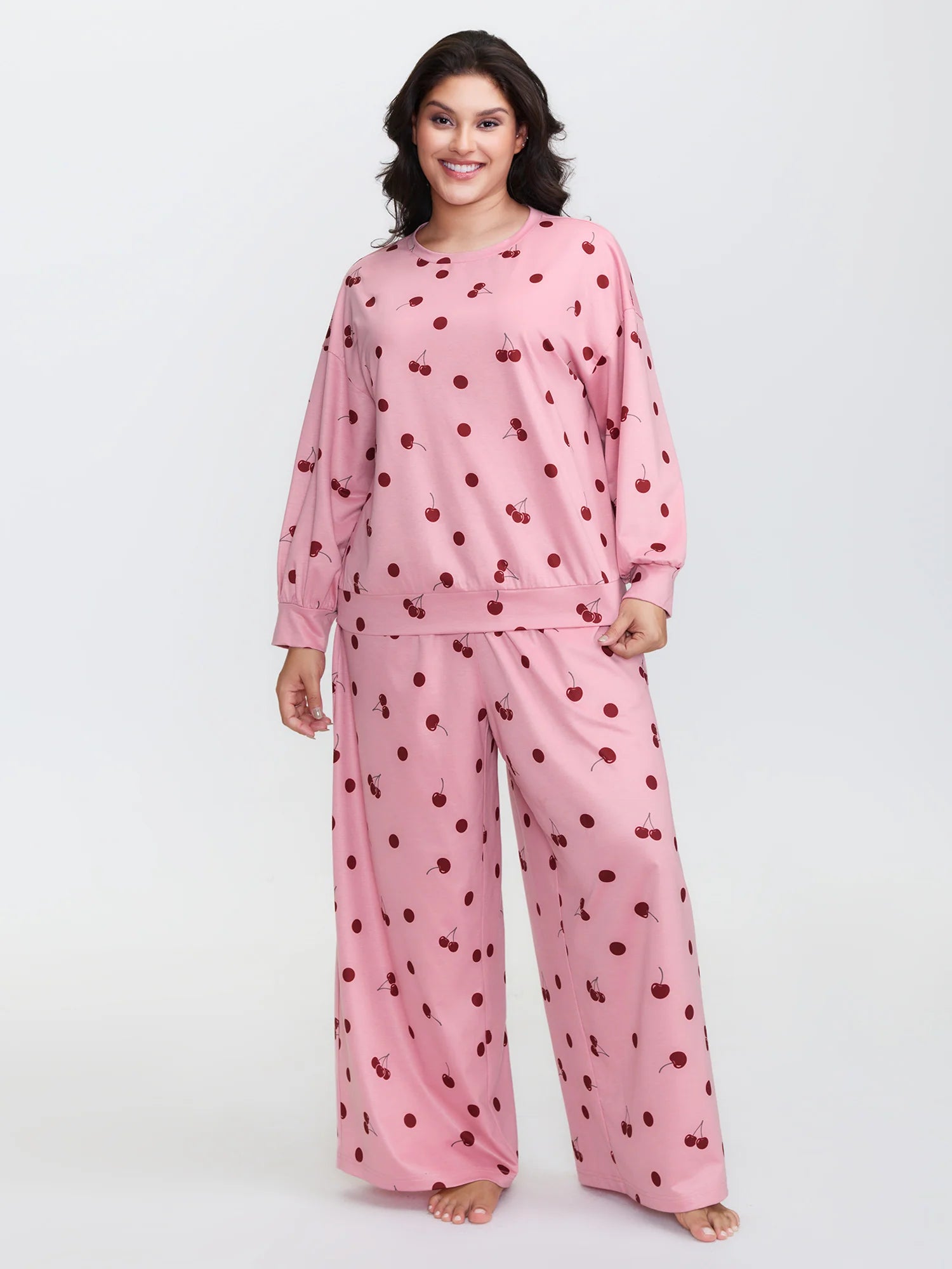 Playful Cherry Print Loungewear Set