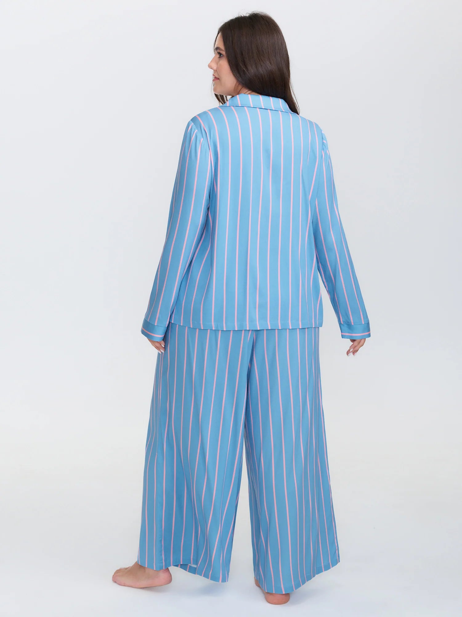 Stripe Print Pockets Sleepwear Set