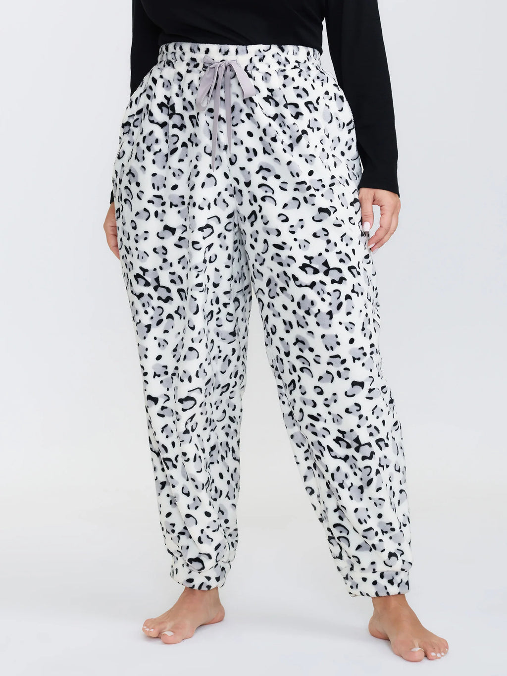 Leopard Print Stretchy Cuff Lounge Bottoms