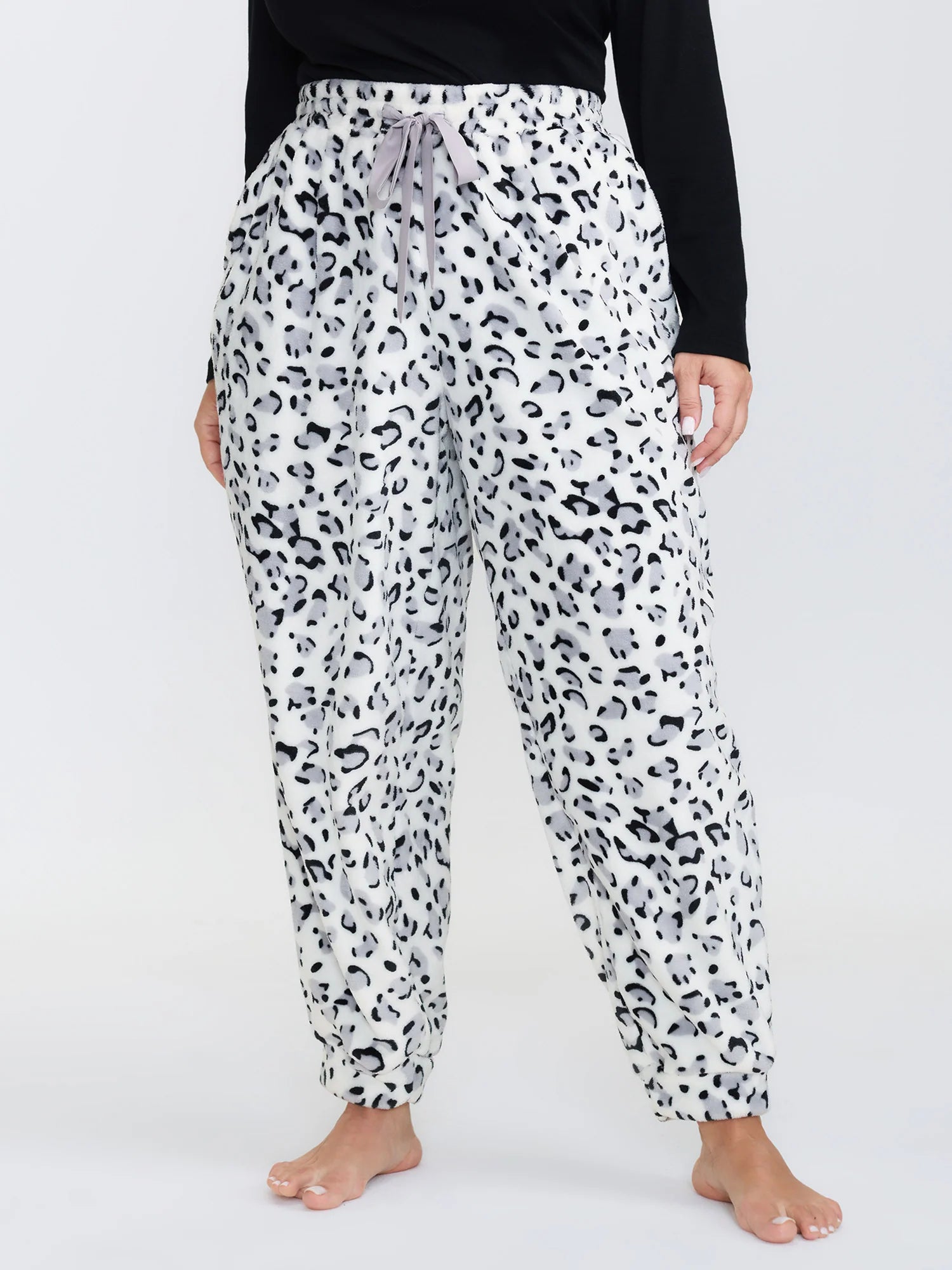 Leopard Print Stretchy Cuff Lounge Bottoms