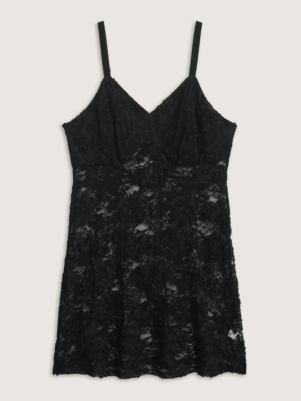 Sheer Floral Lace V-Neck Lounge Dress
