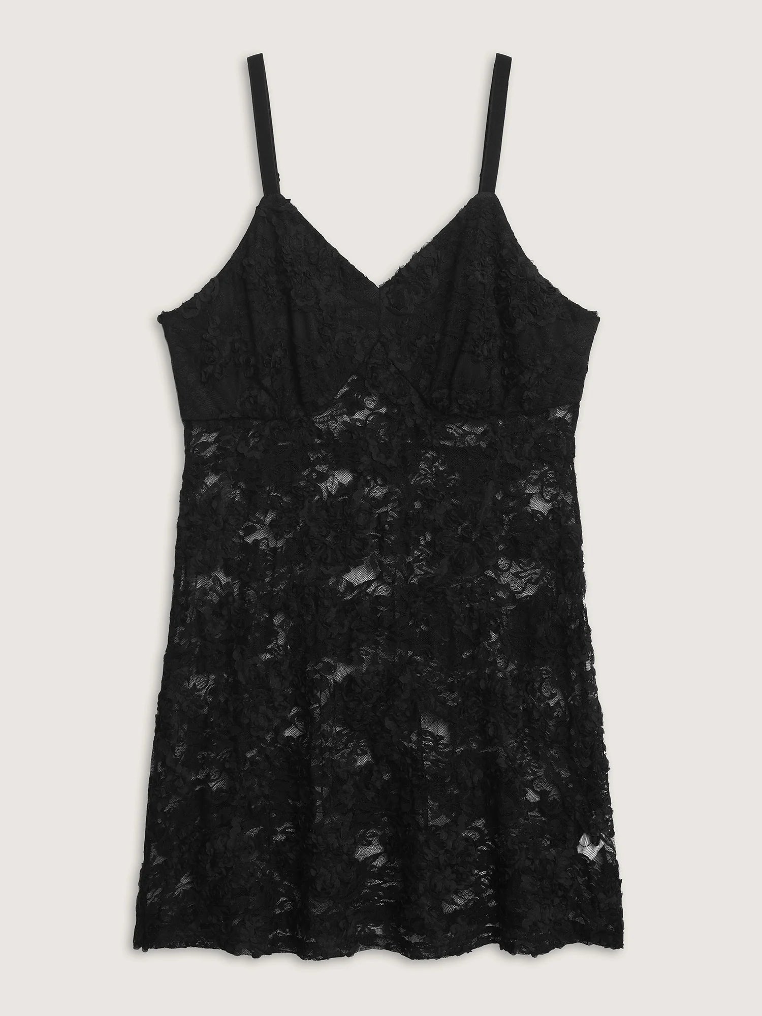 Sheer Floral Lace V-Neck Lounge Dress