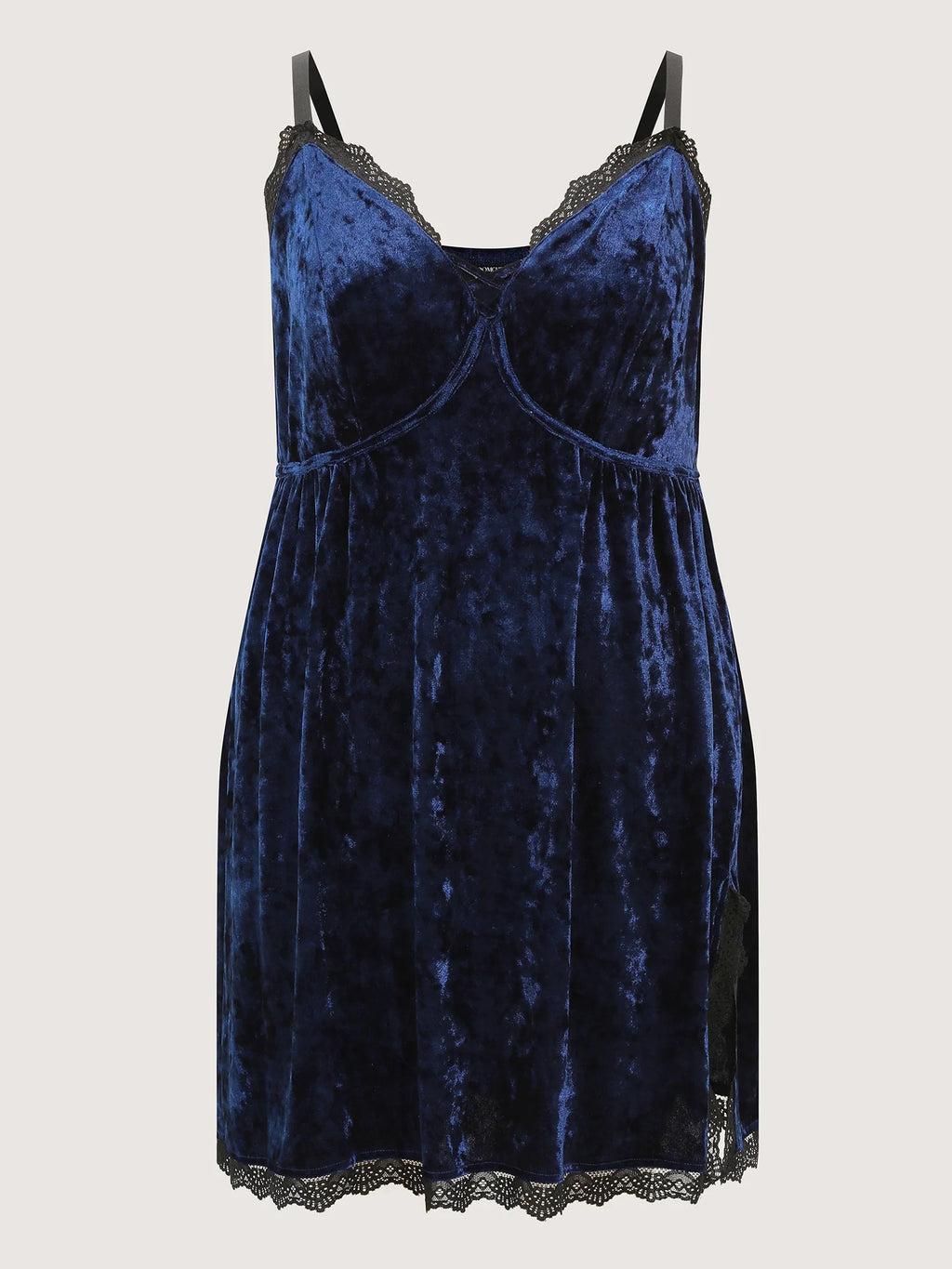 Velvet Lace Trim Adjustable Mini Sleep Dress