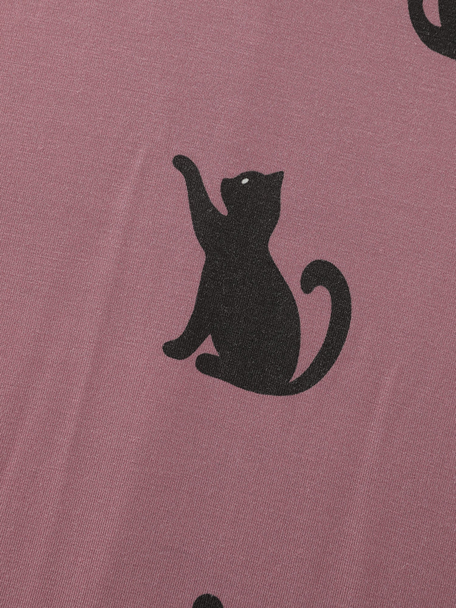 Stretchy Cat Print Round Neck Lounge Dress