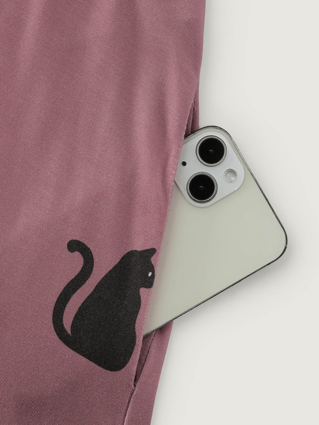 Stretchy Cat Print Round Neck Lounge Dress