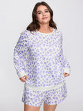 Cozy Leopard Print Contrast Loungewear Set